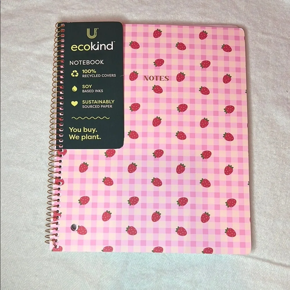 NWT Pink Strawberry Spiral Notebook- Back to School Great Gift